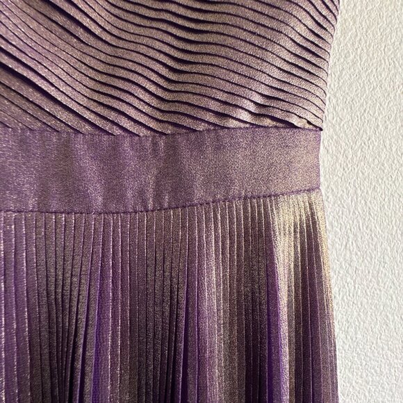 Karen Millen Purple Metallic Plisse Pleated Mini Dress Crisscross Straps Sz 6 - Picture 14 of 14